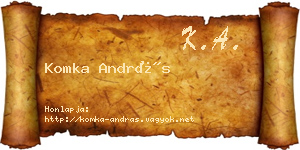 Komka András névjegykártya